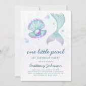 One Little Pearl 1st Birthday Kaart (Voorkant)