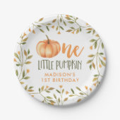 One Little Pumpkin Baby's 1e verjaardag Papieren Bordje (Voorkant)