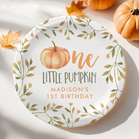 One Little Pumpkin Baby's 1e verjaardag Papieren Bordje