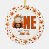 One Little Turkey Thanksgiving 1st Birthday Photo Keramisch Ornament (Voorkant)