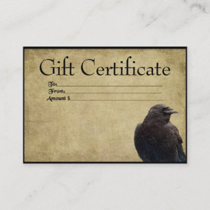 One Lone Crow- Prim Cards voor Cadeaubonnen Kortingskaartje