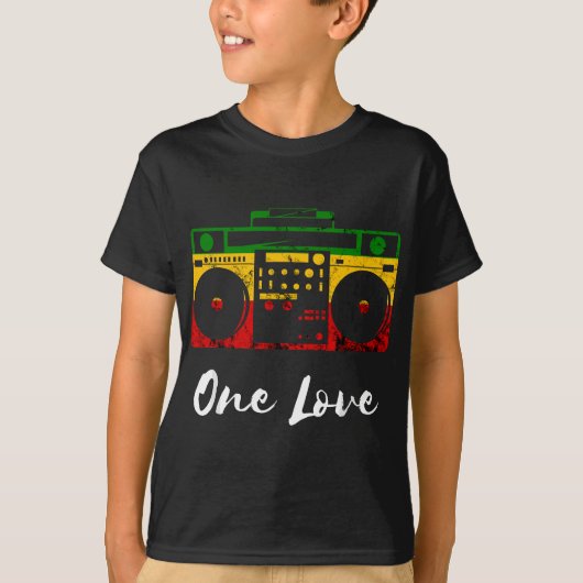 One Love Boombox Musicbox Rasta Reggae Music Rasta T-shirt (Voorkant)