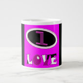 One love brite pink zeg het hardop grote koffiekop (Voorkant)