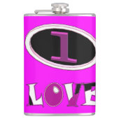 One love brite pink zeg het hardop heupfles (Voorkant)