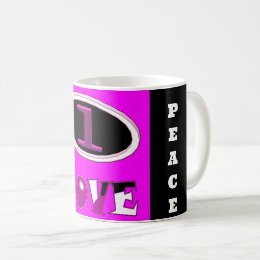 One love brite pink zeg het hardop koffiemok (Voorkant rechts)