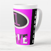 One love brite pink zeg het hardop latte mok (Rechterhoek)
