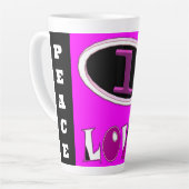 One love brite pink zeg het hardop latte mok (Linkerhoek)