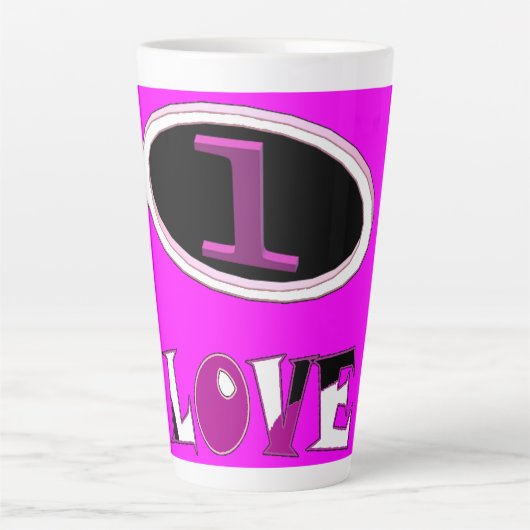 One love brite pink zeg het hardop latte mok (Voorkant)