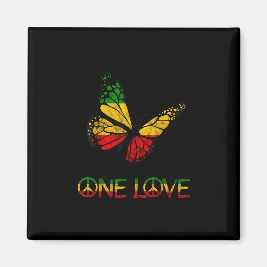 One Love Butterfly Rasta Reggae Peace Magneet (Voorkant)