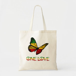 One Love Butterfly Rasta Reggae Peace Rastafari Tote Bag