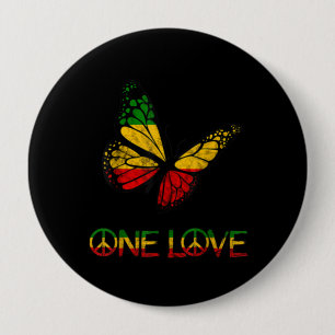 One Love Butterfly Rasta Reggae Peace Ronde Button 4,0 Cm