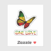 One Love Butterfly Rasta Reggae Peace Sticker (Vel)