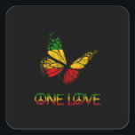 One Love Butterfly Rasta Reggae Peace Vierkante Sticker<br><div class="desc">One Love Butterfly Rasta Reggae Peace</div>