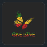 One Love Butterfly Rasta Reggae Peace Vierkante Sticker<br><div class="desc">One Love Butterfly Rasta Reggae Peace</div>