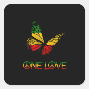 One Love Butterfly Rasta Reggae Peace Vierkante Sticker