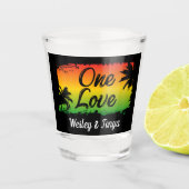 One Love Caribbean Beach bruiloft Shot Glas (Voorkant)