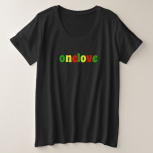 One Love Colorful Rasta Colors Typografie Grote Maat T-shirt