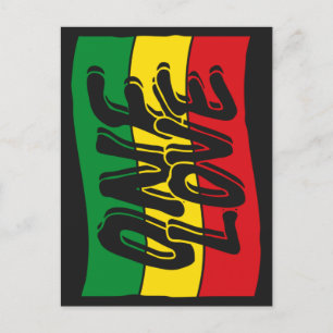 One Love Drapeau Reggae Rasta Briefkaart