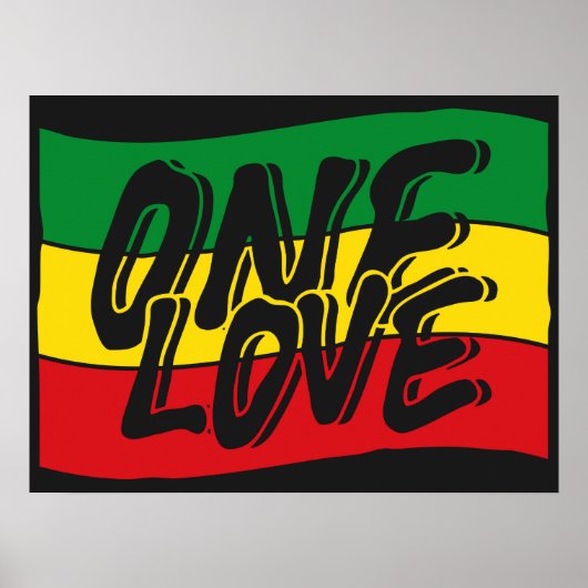 One Love Drapeau Reggae Rasta Poster (Voorkant)