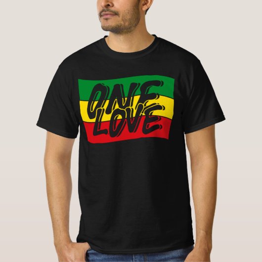 One Love Drapeau Reggae Rasta T-shirt (Voorkant)