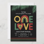 One Love Eerste Verjaardag Uitnodiging Reggae (Voorkant)