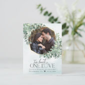 One Love Eucalyptus Photo Verloving Briefkaart (Staand voorkant)