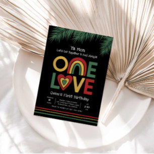 One Love First Reggae Birthday Invitation Kaart