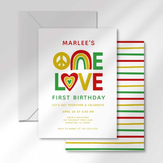 One Love First Reggae Birthday Invitation Kaart