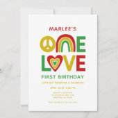 One Love First Reggae Birthday Invitation Kaart (Voorkant)