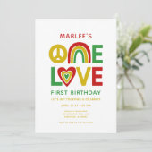 One Love First Reggae Birthday Invitation Kaart (Staand voorkant)