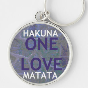 One Love Hakuna Matata Swahili Blauw Grijs Abstrac Sleutelhanger