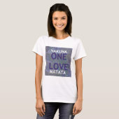 One Love Hakuna Matata Swahili Blauw Grijs Abstrac T-shirt (Voorkant volledig)