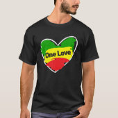 One Love Heart Jamaicaanse vlag T Shirt (Voorkant)
