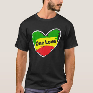 One Love Heart Jamaicaanse vlag T Shirt