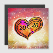 One Love Heart  Nieuwjaar Magnetic Card (Voorkant / Achterkant)