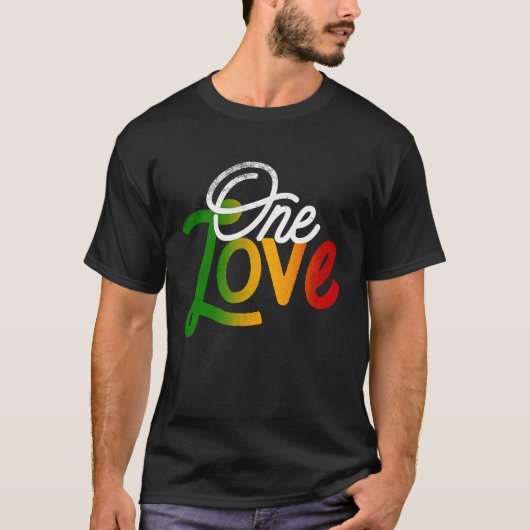 One Love Heart Rasta Reggae Roots Clothing T Peac T-shirt (Voorkant)