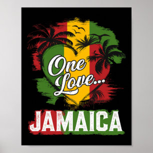 One Love Jamaica 2025 Hibiscus Bloem Caribische Va Poster