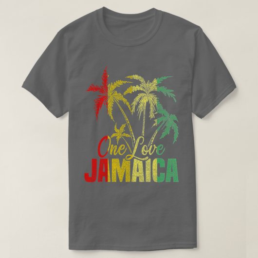 One Love Jamaica Caribbean Vacation Reggae T-shirt (Design voorkant)