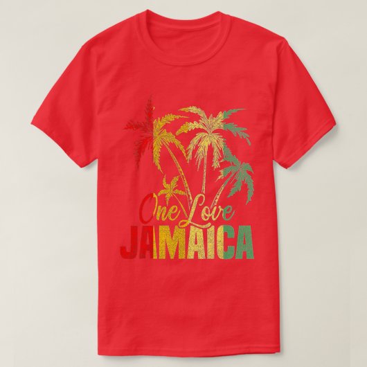 One Love Jamaica Caribbean Vacation Reggae T-shirt (Design voorkant)