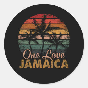 One Love Jamaica Gift Caribbean Vacation Reggae Ronde Sticker