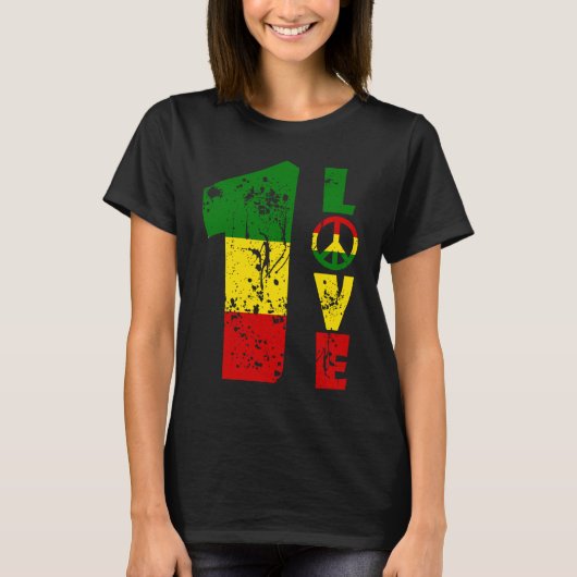 One Love Jamaica Rasta Reggae Music Caribbean Pri T-shirt (Voorkant)