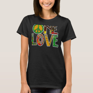 One Love Jamaica Rasta Reggae Peace Black Geschied T-shirt