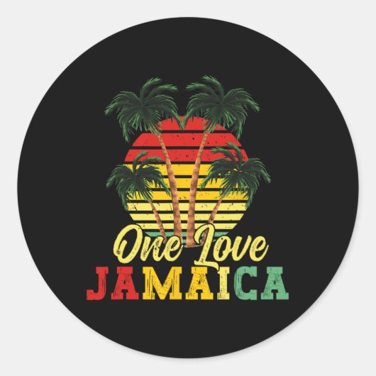 One Love Jamaica Summer Family Vakantie Jamaicaans Ronde Sticker (Voorkant)