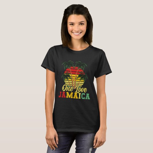 One Love Jamaica Summer Family Vakantie Jamaicaans T-shirt (Voorkant volledig)