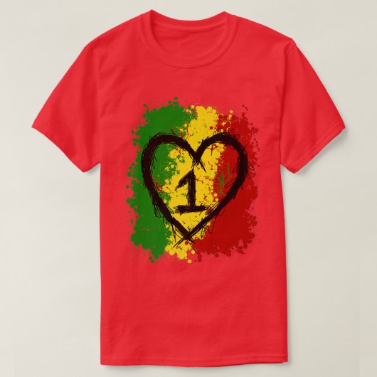 One Love Jamaica T Shirt Rasta Reggae Music Carib (Design voorkant)