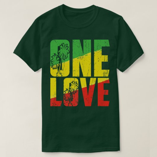 One Love Jamaica T Shirt Rasta Reggae Music Caribb (Design voorkant)