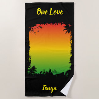 One Love Jamaica Tropical Sunset Strandlaken