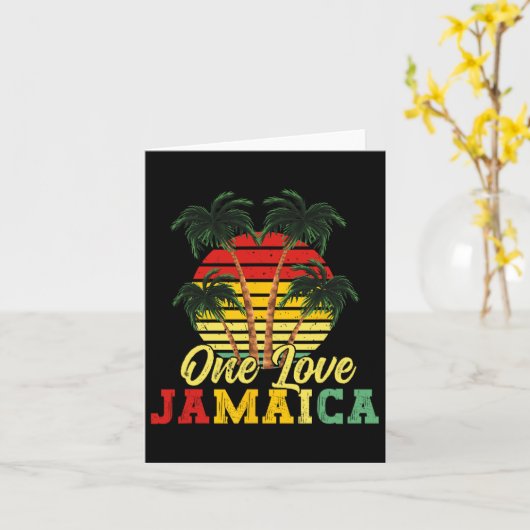 One Love Jamaica Zomer Familie Vakantie Jamaicaans Kaart (Gele Bloem)