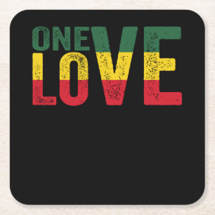 One Love Jamaican Rasta Reggae Kartonnen Onderzetters