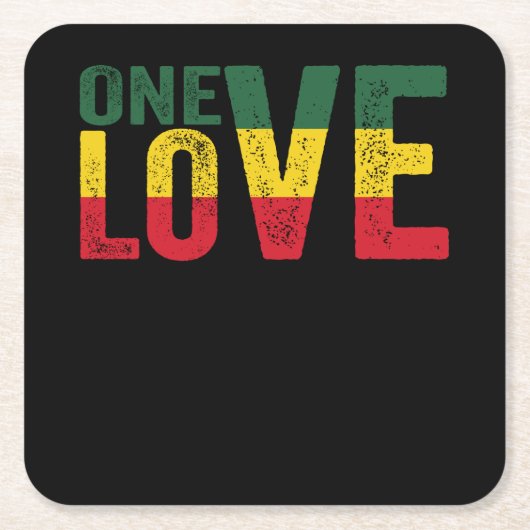 One Love Jamaican Rasta Reggae Kartonnen Onderzetters (Voorkant)